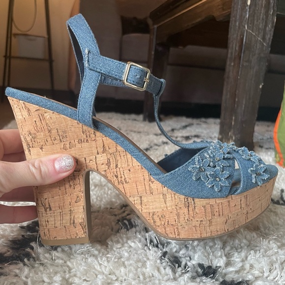 🛑SOLD!!🛑 Cork & Denim Platform Heels - Picture 11 of 13